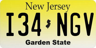 NJ license plate I34NGV