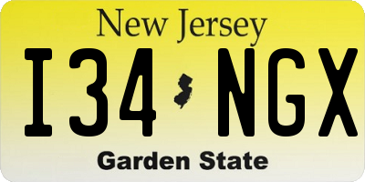 NJ license plate I34NGX