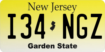 NJ license plate I34NGZ