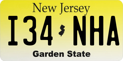 NJ license plate I34NHA