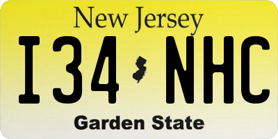 NJ license plate I34NHC