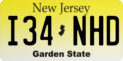 NJ license plate I34NHD