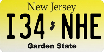NJ license plate I34NHE