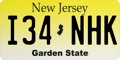 NJ license plate I34NHK