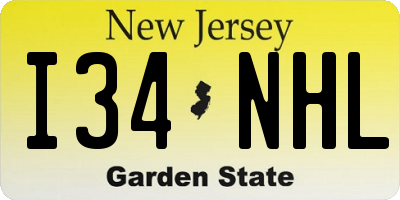 NJ license plate I34NHL