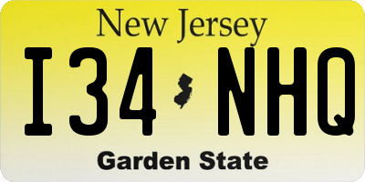 NJ license plate I34NHQ