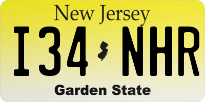NJ license plate I34NHR