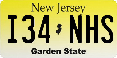 NJ license plate I34NHS