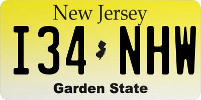 NJ license plate I34NHW