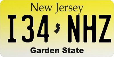 NJ license plate I34NHZ