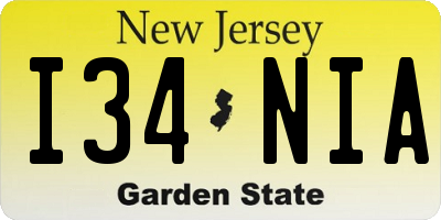 NJ license plate I34NIA