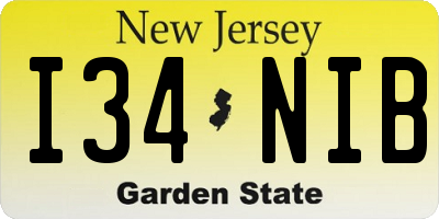 NJ license plate I34NIB