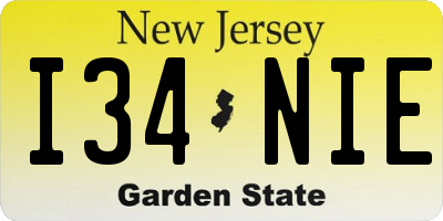 NJ license plate I34NIE