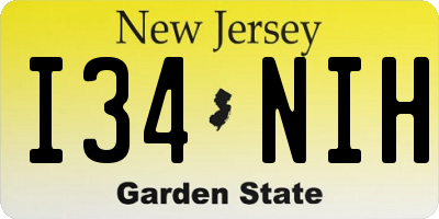 NJ license plate I34NIH