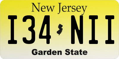 NJ license plate I34NII