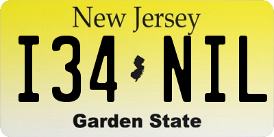 NJ license plate I34NIL