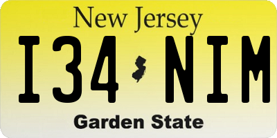 NJ license plate I34NIM