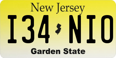 NJ license plate I34NIO