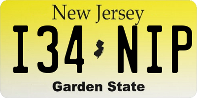 NJ license plate I34NIP