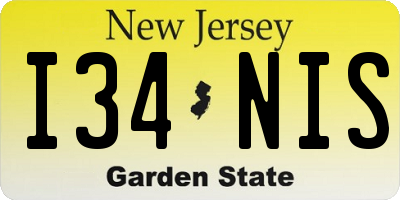 NJ license plate I34NIS