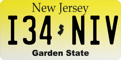 NJ license plate I34NIV