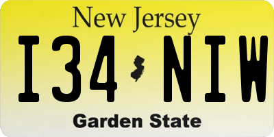 NJ license plate I34NIW