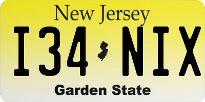 NJ license plate I34NIX