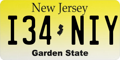 NJ license plate I34NIY