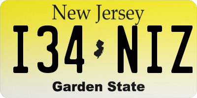 NJ license plate I34NIZ