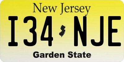 NJ license plate I34NJE