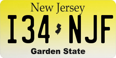 NJ license plate I34NJF
