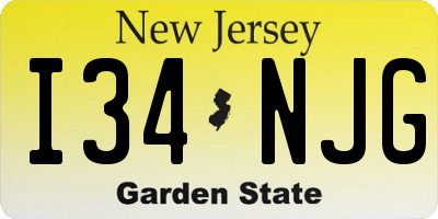 NJ license plate I34NJG
