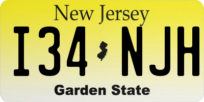 NJ license plate I34NJH