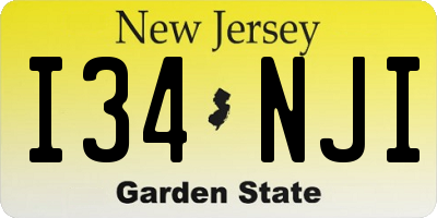 NJ license plate I34NJI