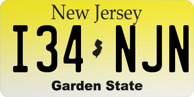 NJ license plate I34NJN