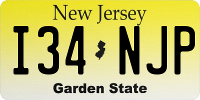 NJ license plate I34NJP