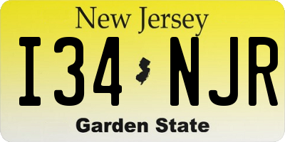 NJ license plate I34NJR