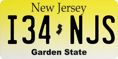 NJ license plate I34NJS