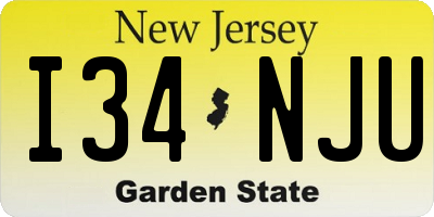 NJ license plate I34NJU