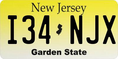 NJ license plate I34NJX
