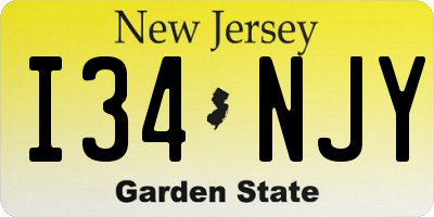 NJ license plate I34NJY