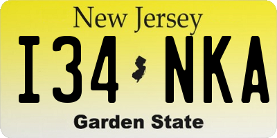 NJ license plate I34NKA