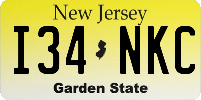 NJ license plate I34NKC