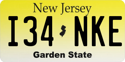 NJ license plate I34NKE