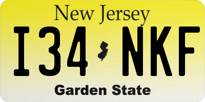 NJ license plate I34NKF
