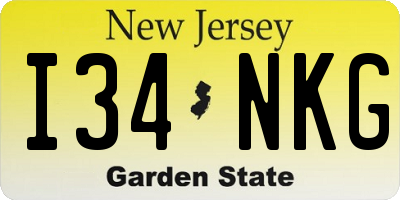 NJ license plate I34NKG