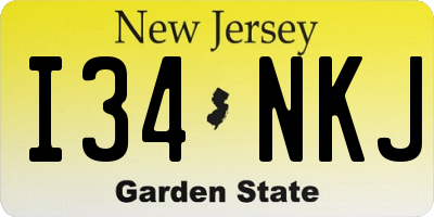 NJ license plate I34NKJ