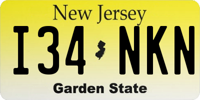 NJ license plate I34NKN