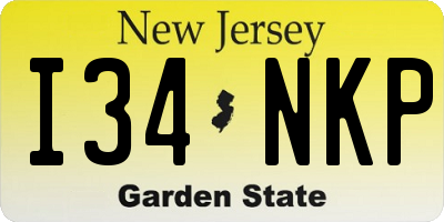 NJ license plate I34NKP