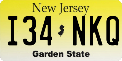 NJ license plate I34NKQ